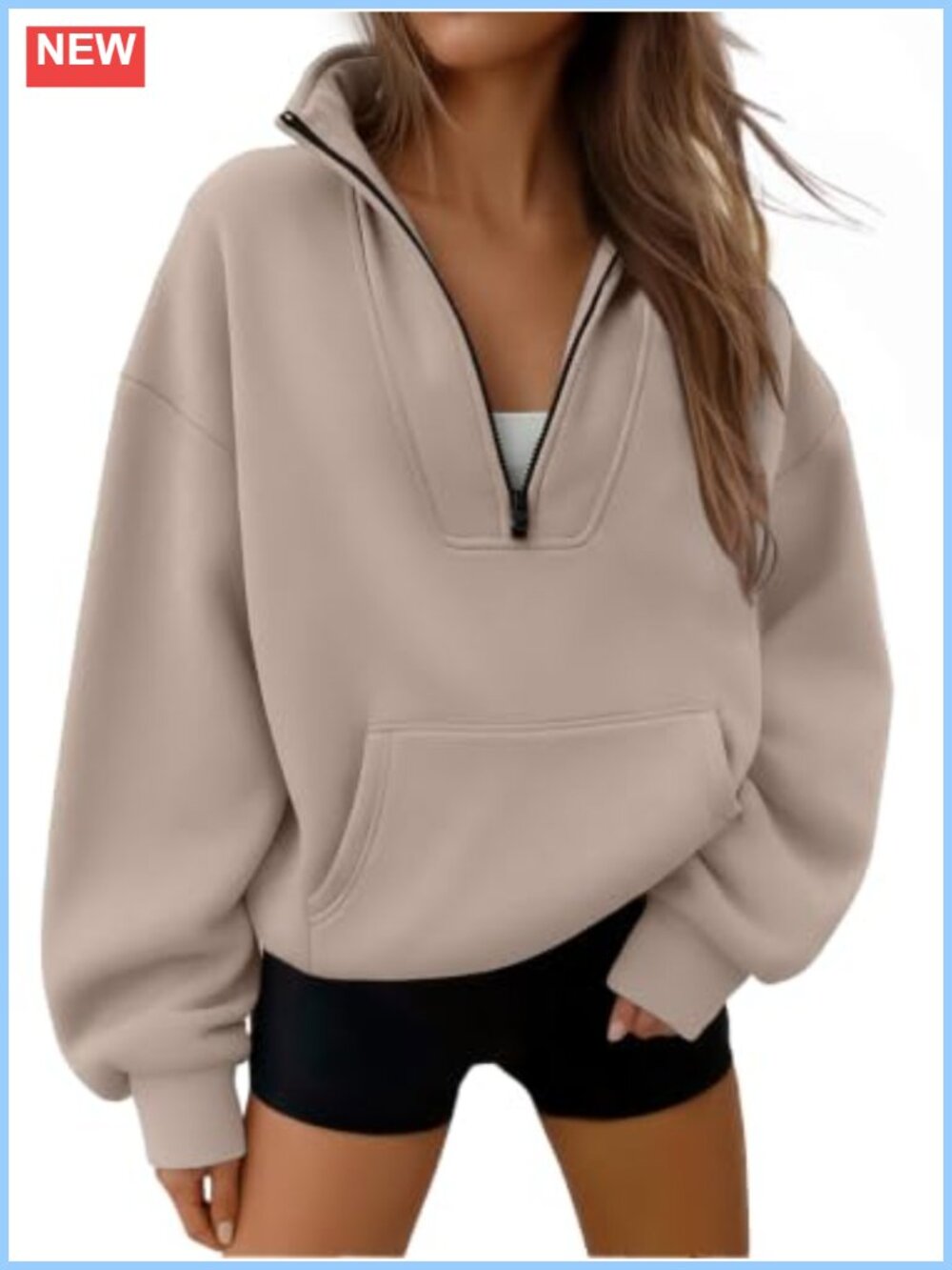 Womens Quarter Half Zip Pullover Sweatshirt Hoodie Workout Casual